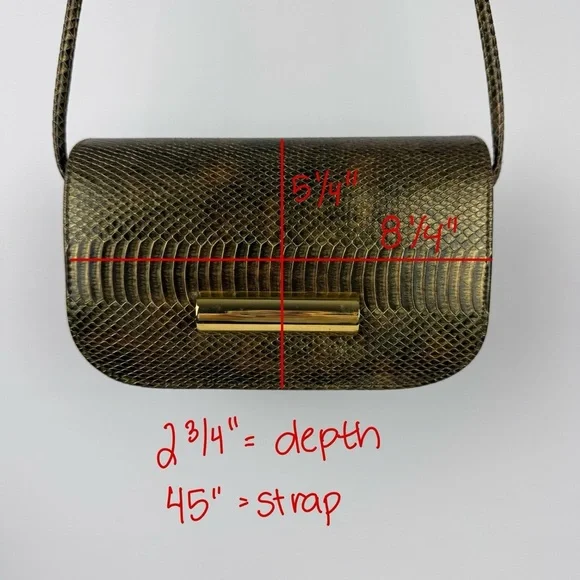 Vintage Faux Snakeskin Crossbody Purse – Gold Hardware, Magnetic Snap Closure - Picture 10 of 10